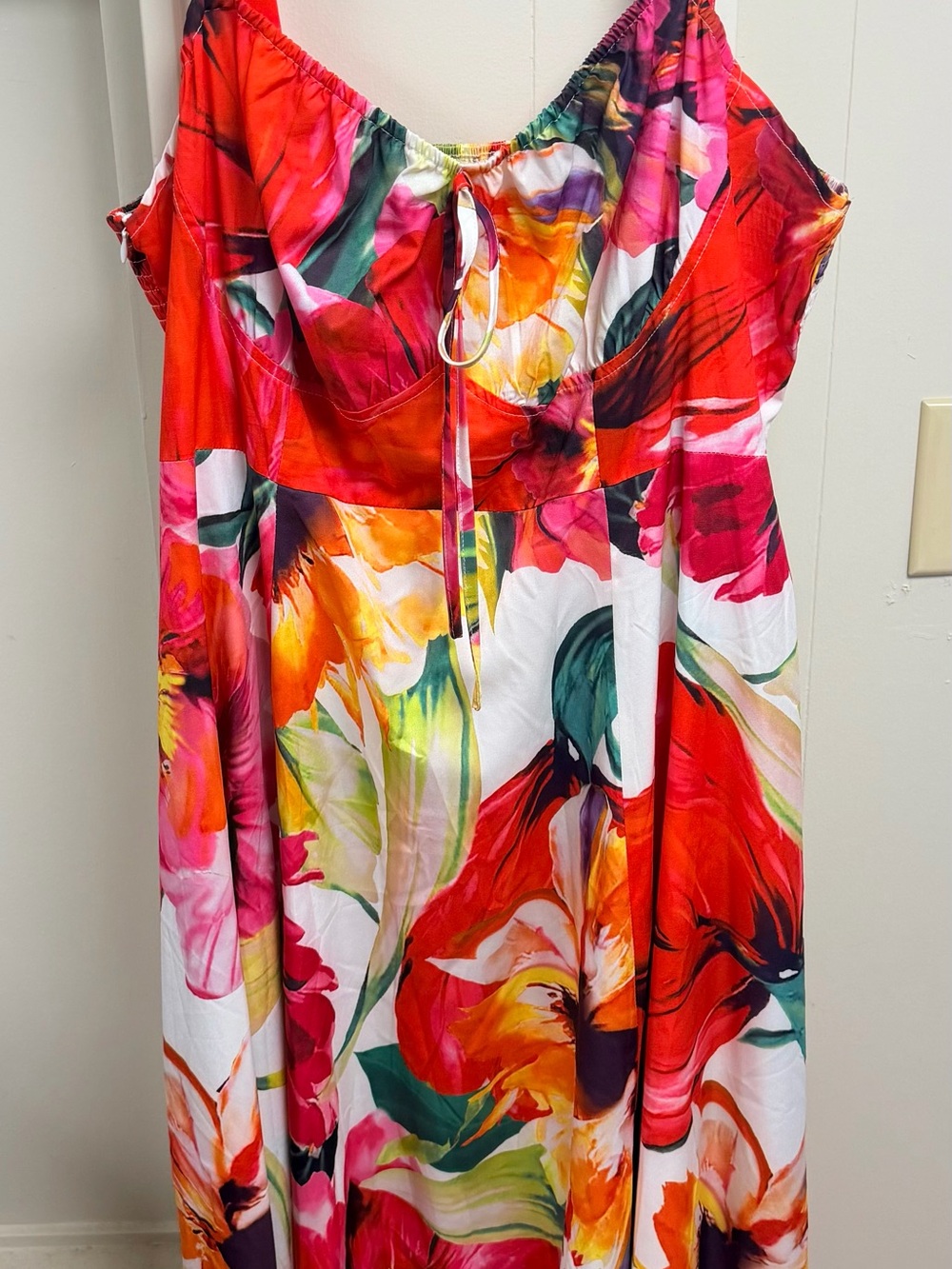 SHEIN Red Pink Orange Floral Maxi Dress